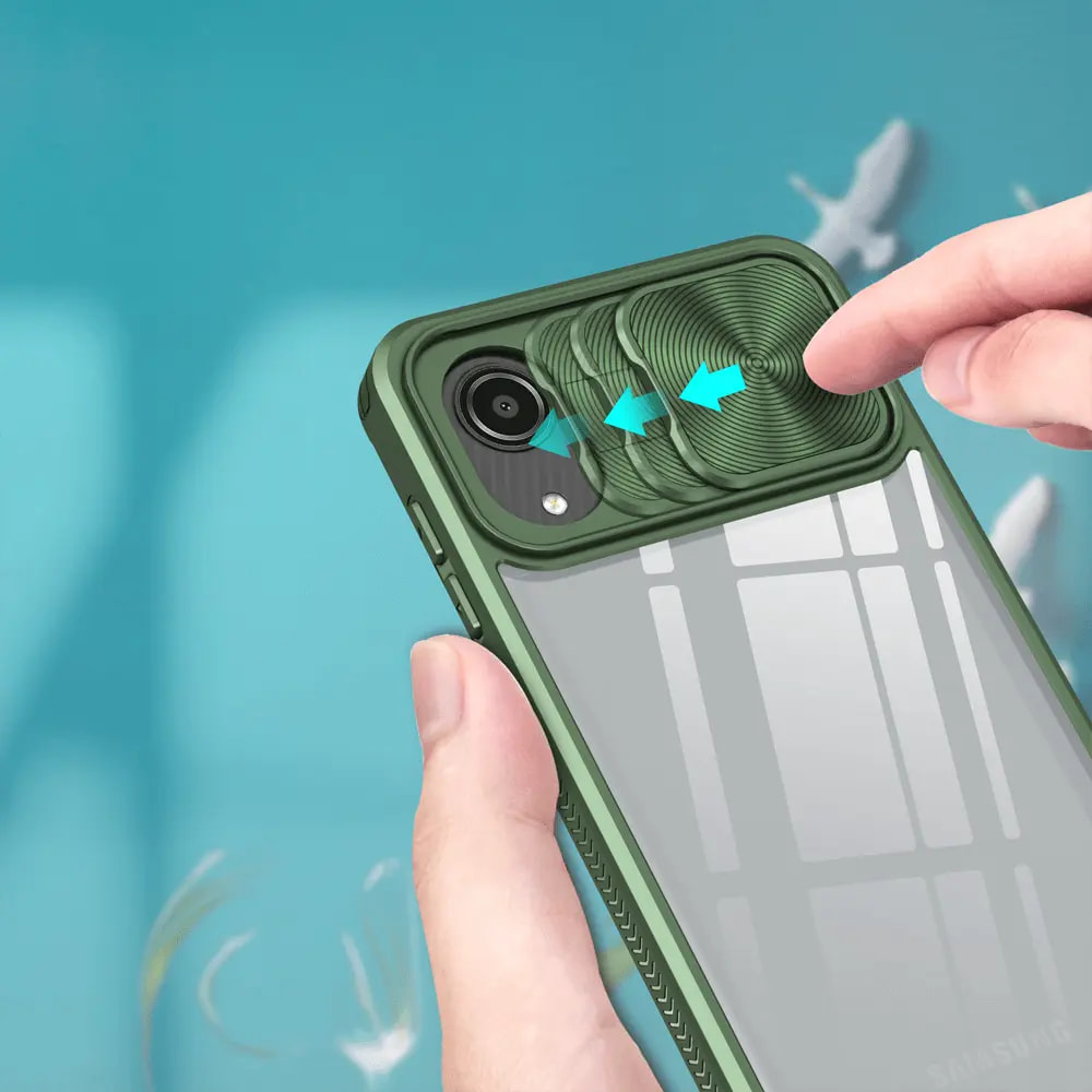 Coque Samsung Galaxy A03 Core avec cache caméra - PROTECT IE027 Vert Foncé  - Vue 3