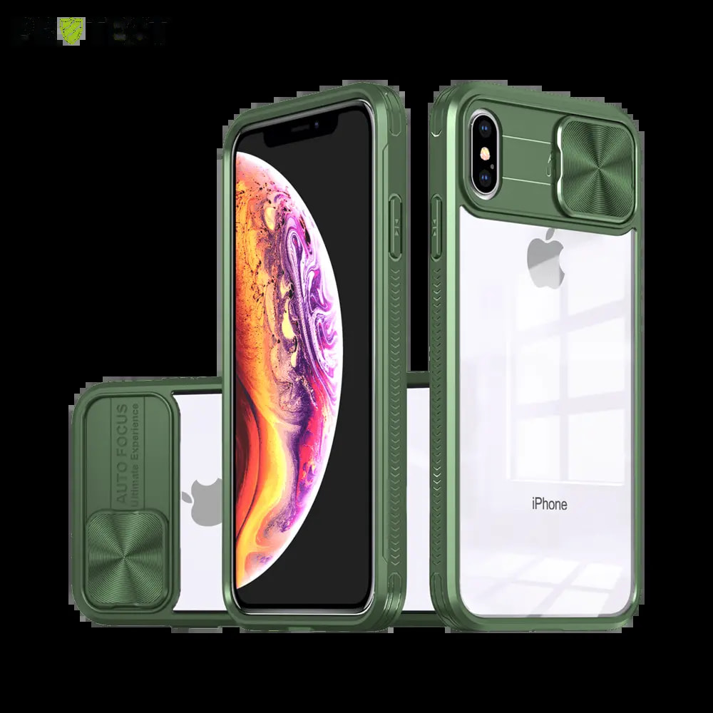 Coque iPhone XS Max avec cache caméra - PROTECT IE027 Vert Foncé
