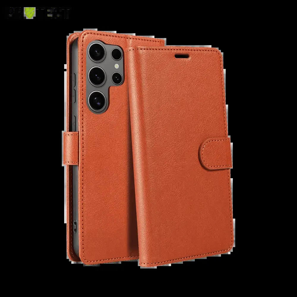 Housse folio anti-RFID Samsung Galaxy S25 Ultra – PROTECT IP011 Marron