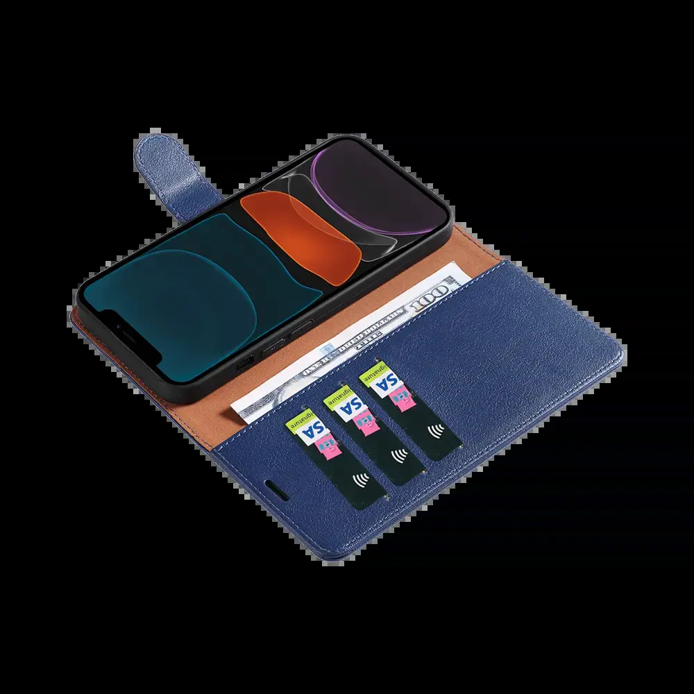 Housse folio anti-RFID iPhone 11 – PROTECT IP011 Bleu Marine - Vue 3