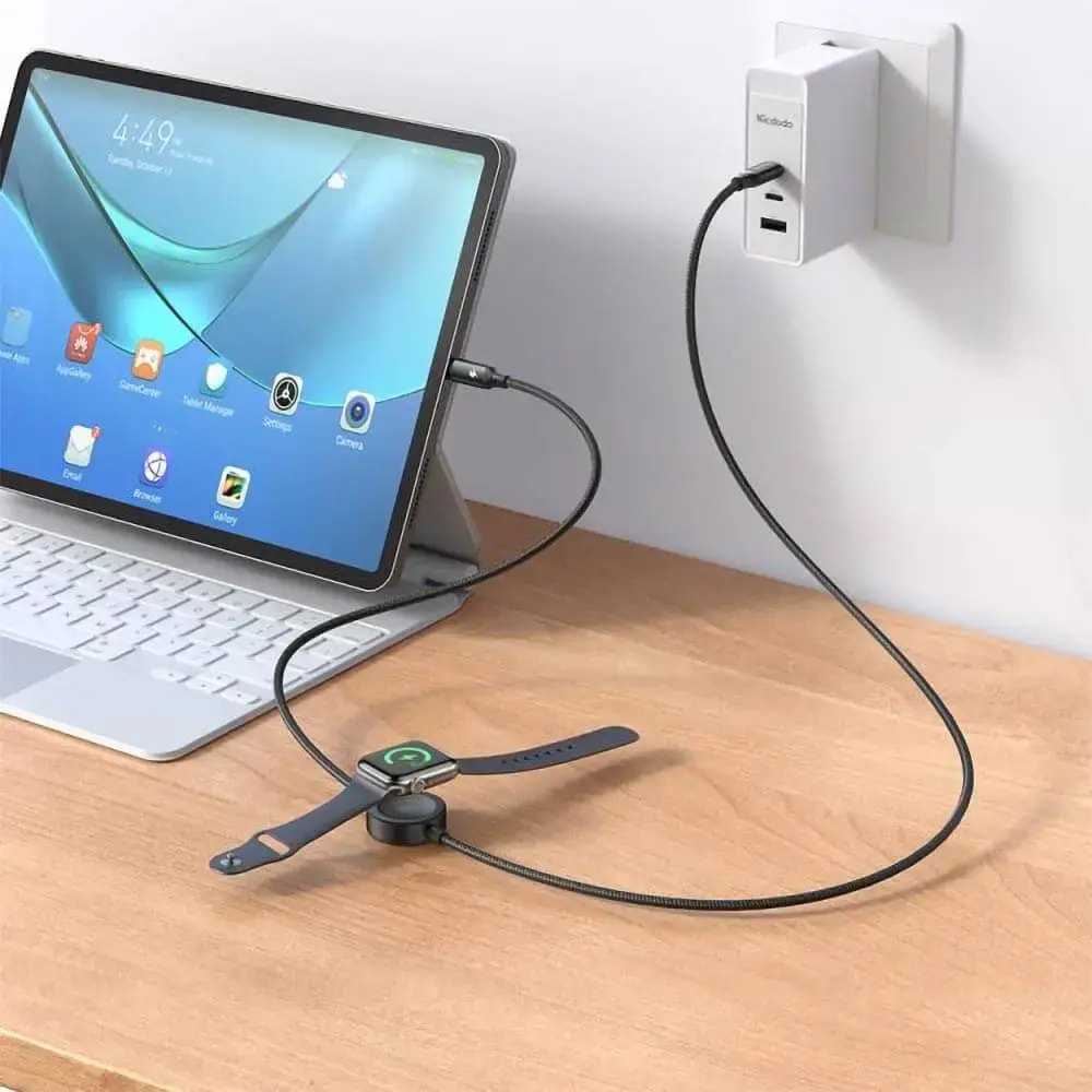 Câble 2-en-1 smartphone et Apple Watch Mcdodo USB-C vers USB-C (60W + 2.5W) - Noir - Vue 5