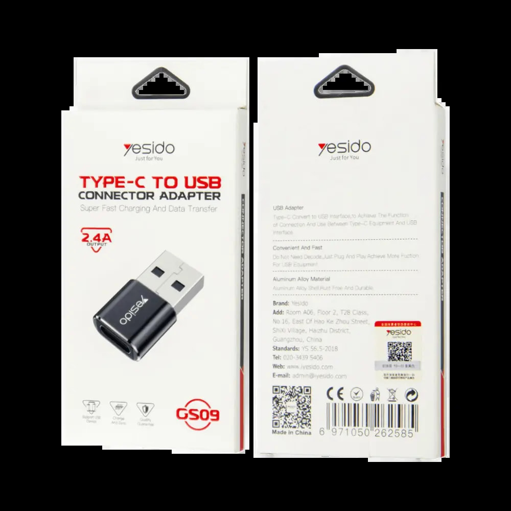 Adaptateur OTG USB-C femelle vers USB mâle - Yesido GS09 - Vue 3