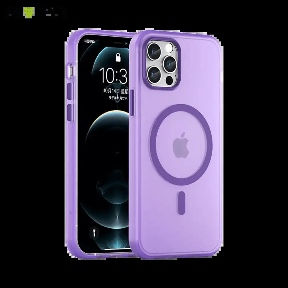 Coque MagSafe bi-matière iPhone 12 / 12 Pro - PROTECT MF-006 Violet Foncé