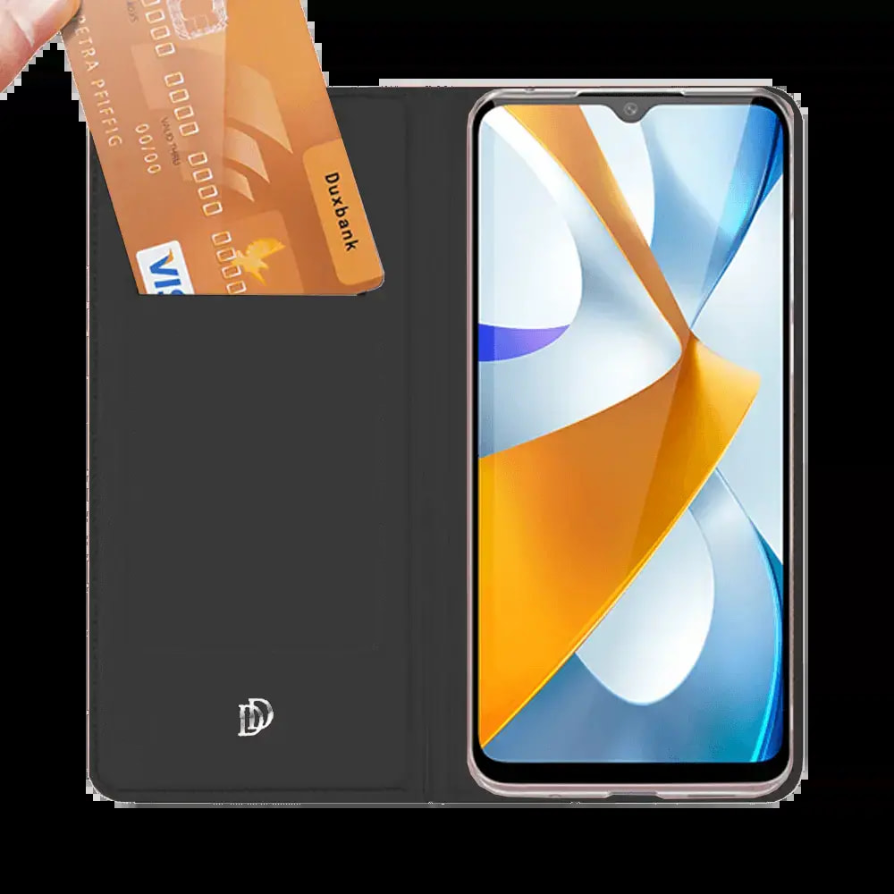 Housse folio Xiaomi Poco C40 porte-carte - Dux Ducis Skin Pro Noir - Vue 2