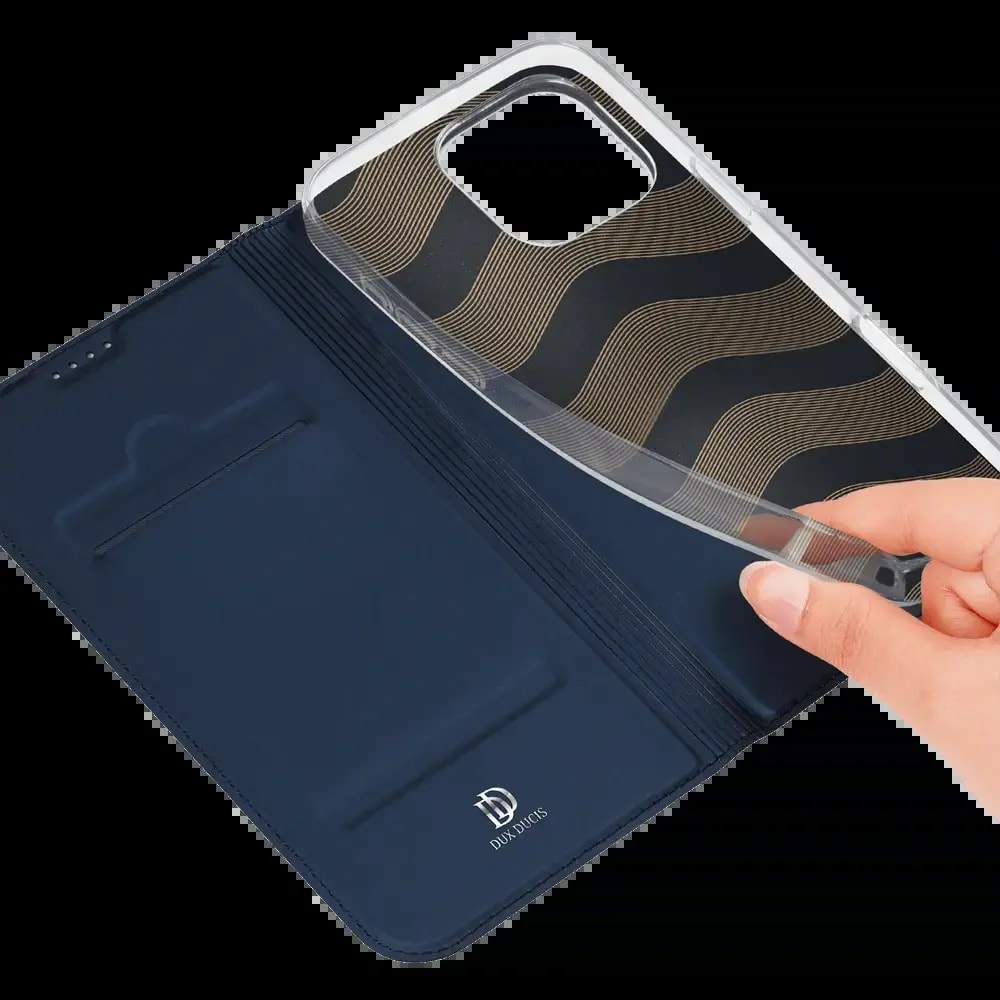 Housse folio iPhone 16 Pro porte-carte - Dux Ducis Skin Pro Bleu - Vue 5