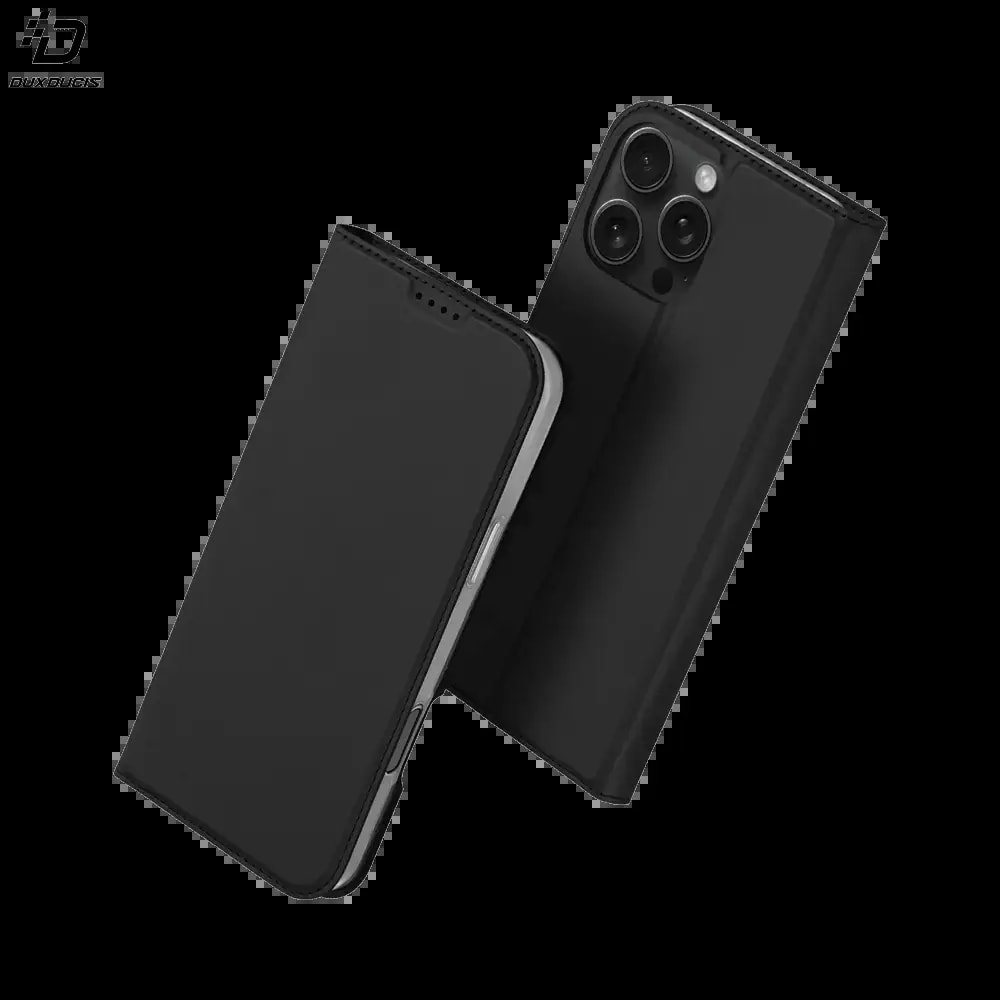 Housse folio iPhone 16 Pro Max porte-carte - Dux Ducis Skin Pro Noir