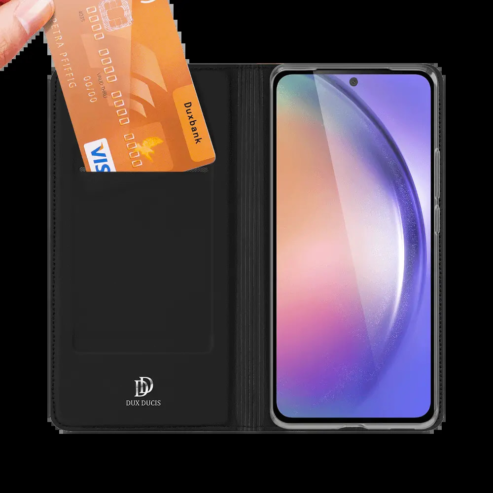 Housse folio Samsung Galaxy A55 5G porte-carte - Dux Ducis Skin Pro Bleu - Vue 2