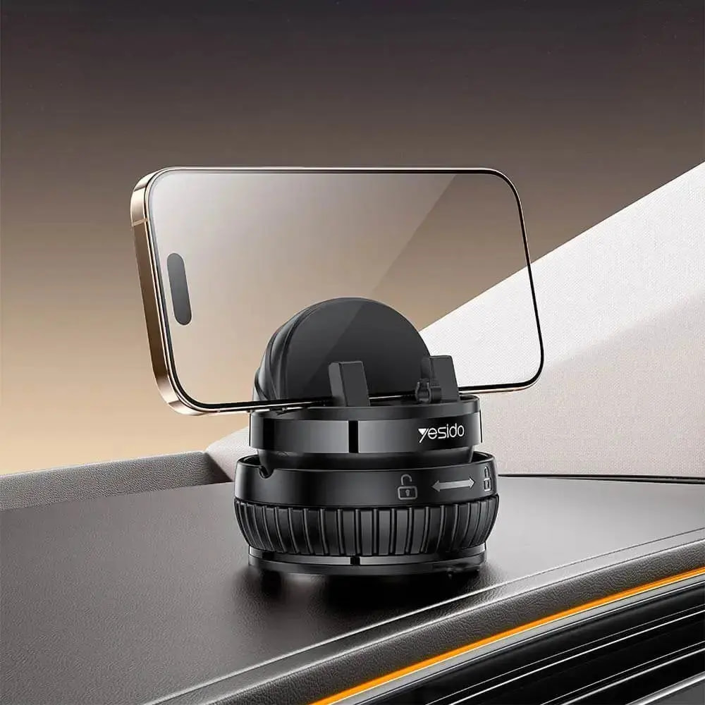 Support smartphone rotation 360° avec fixation ventouse - Yesido C272 Noir - Vue 2