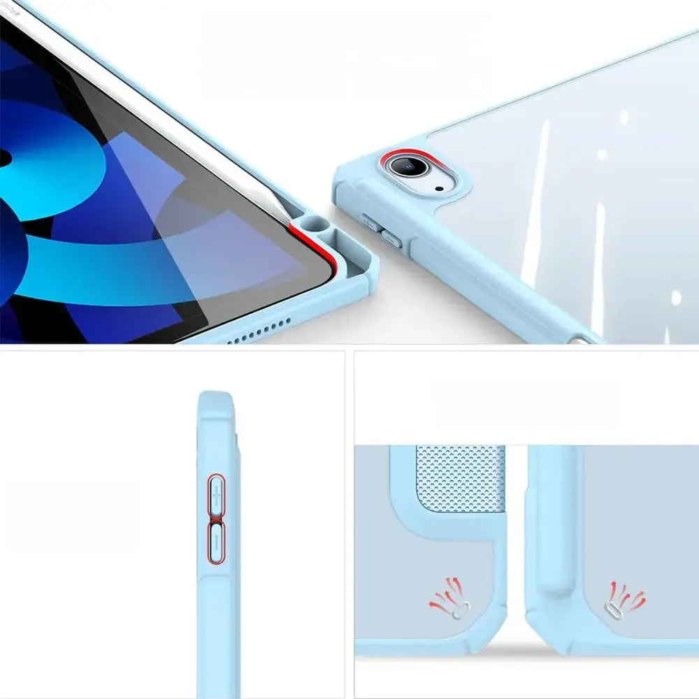 Housse folio iPad Air 4 / iPad Air 5 avec dos transparent & porte-stylet - Dux Ducis Toby Bleu - Vue 4