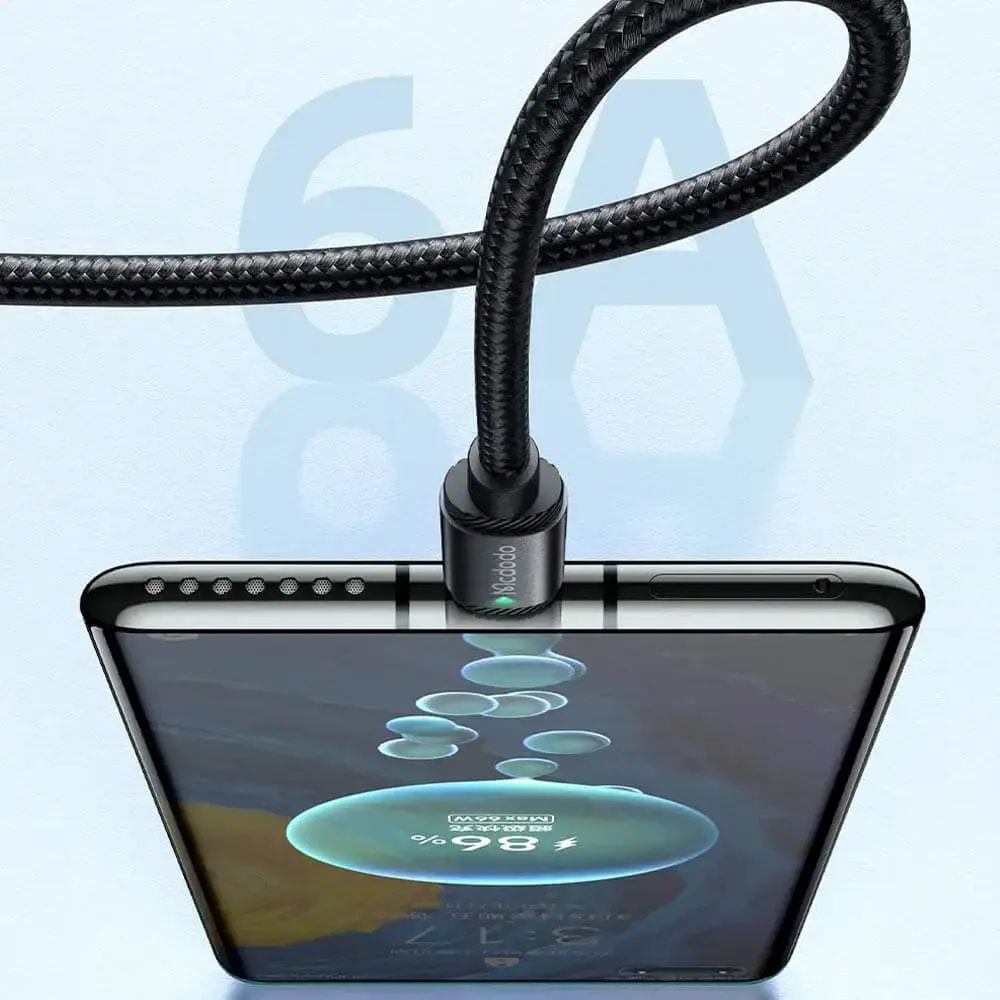 Câble Data USB vers USB-C Mcdodo 120W (avec LED) 1.5m Noir - Vue 3