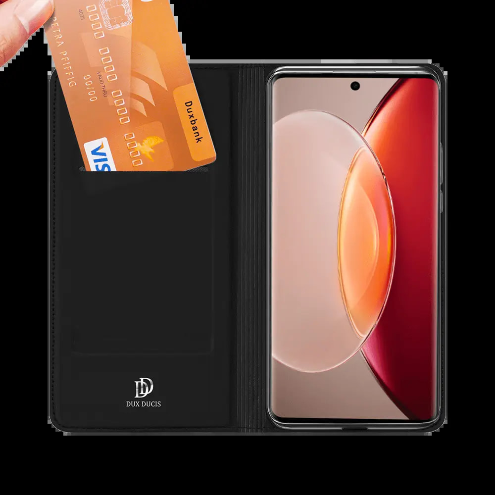 Housse folio Vivo X90 Pro porte-carte - Dux Ducis Skin Pro Noir - Vue 2