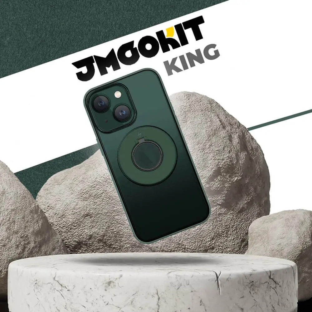 Coque MagSafe iPhone 14 Plus avec support anneau - JMGOKIT King Vert Foncé - Vue 2