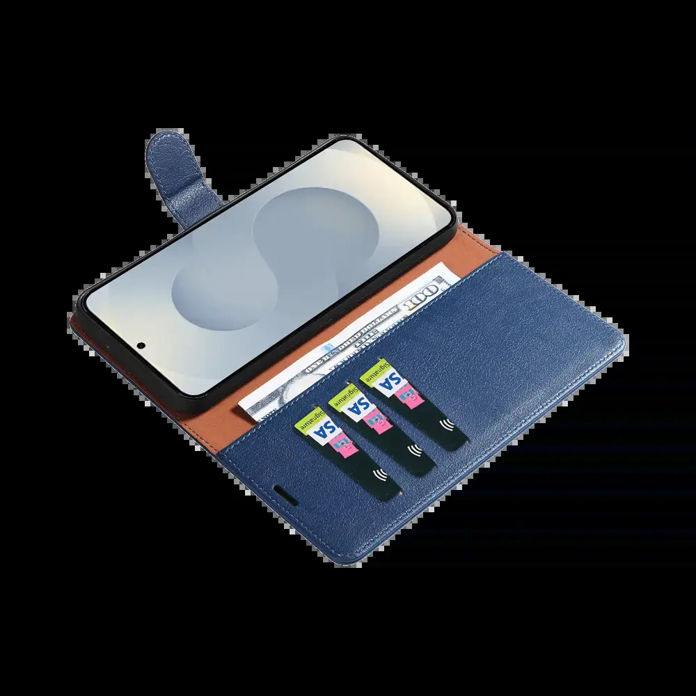 Housse folio anti-RFID Samsung Galaxy S25 – PROTECT IP011 Bleu Marine - Vue 3