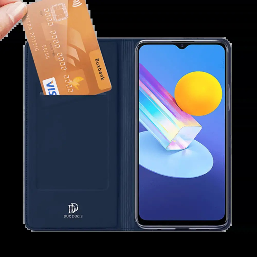 Housse folio Vivo Y72 5G porte-carte - Dux Ducis Skin Pro Bleu - Vue 2