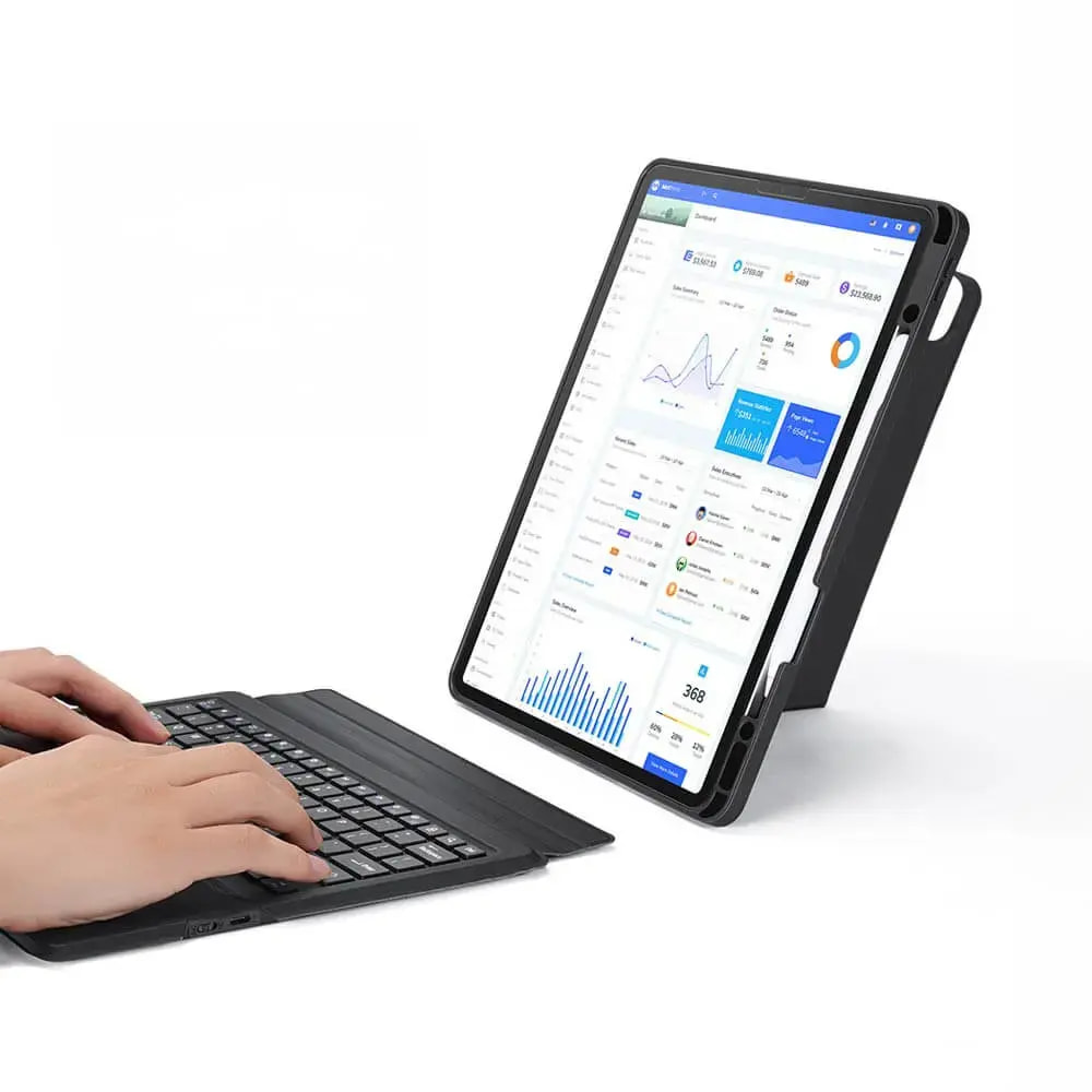Housse clavier rétroéclairé iPad Pro 12.9" (2018-2022) & iPad Air 13" M2 avec trackpad - Dux Ducis DK Noir - Vue 3