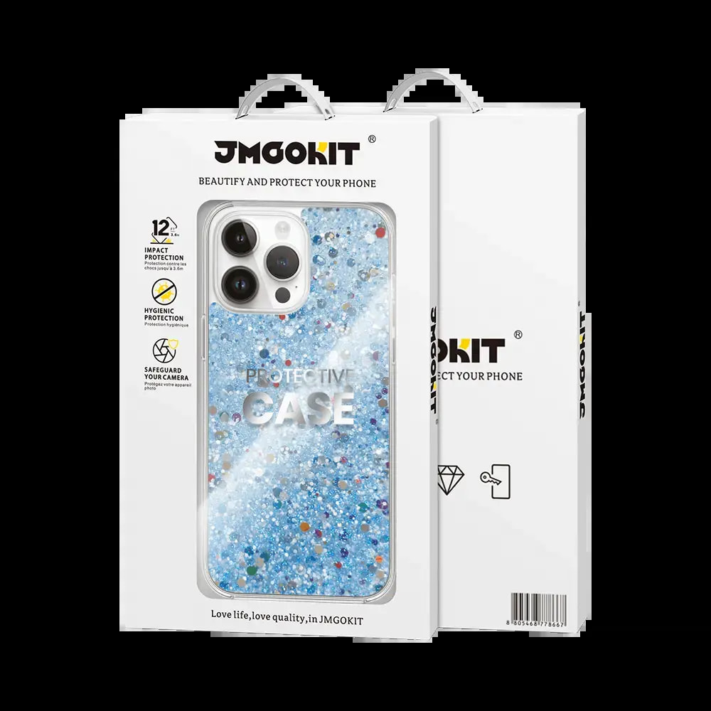 Coque paillettes iPhone 16 Pro Max Twinkle JMGOKIT - Bleu - Vue 3