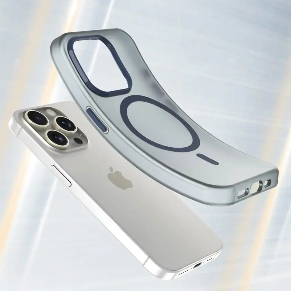 Coque MagSafe bi-matière iPhone 15 Pro Max - PROTECT MF-006 Bleu Marine - Vue 2
