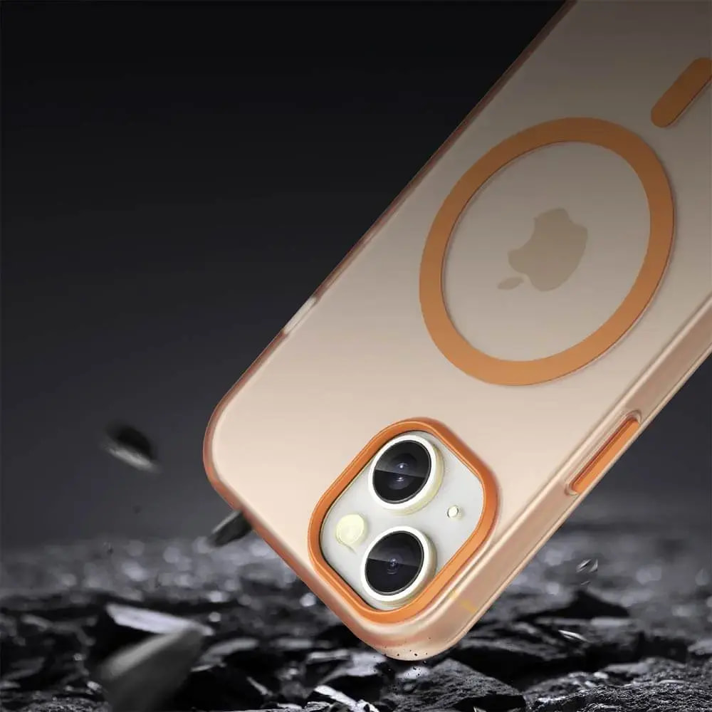 Coque MagSafe bi-matière iPhone 15 - PROTECT MF-006 Orange - Vue 4