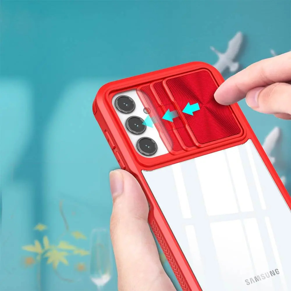 Coque Samsung Galaxy A14 avec cache caméra - PROTECT IE027 Rouge  - Vue 3
