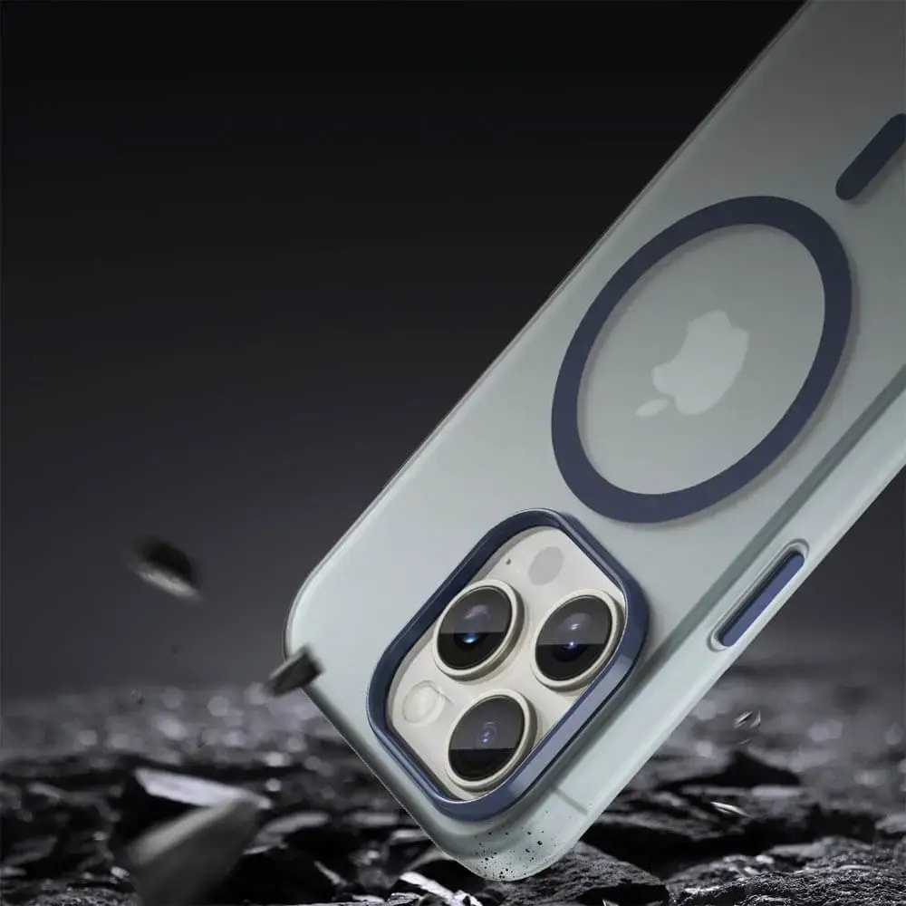 Coque MagSafe bi-matière iPhone 15 Pro Max - PROTECT MF-006 Bleu Marine - Vue 4