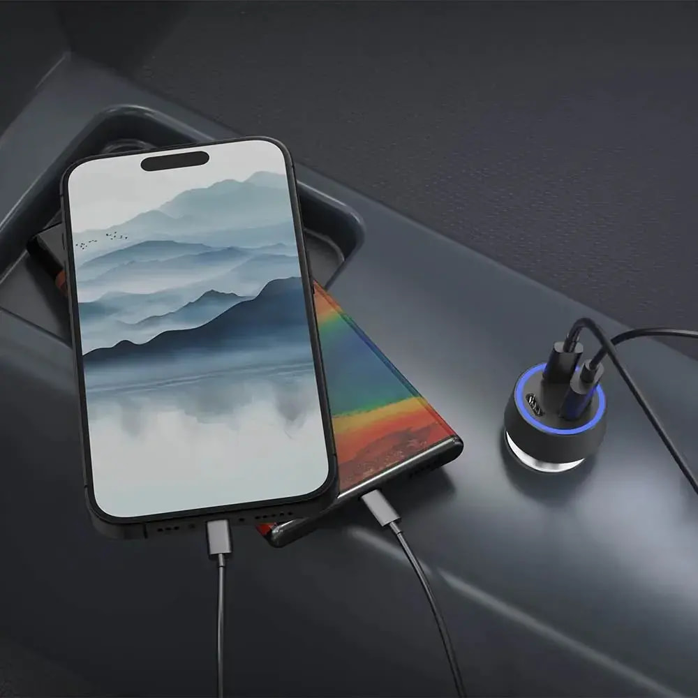 Chargeur allume-cigare 58W 2x USB-C PD + USB QC3.0 - CONNECT Noir - Vue 2