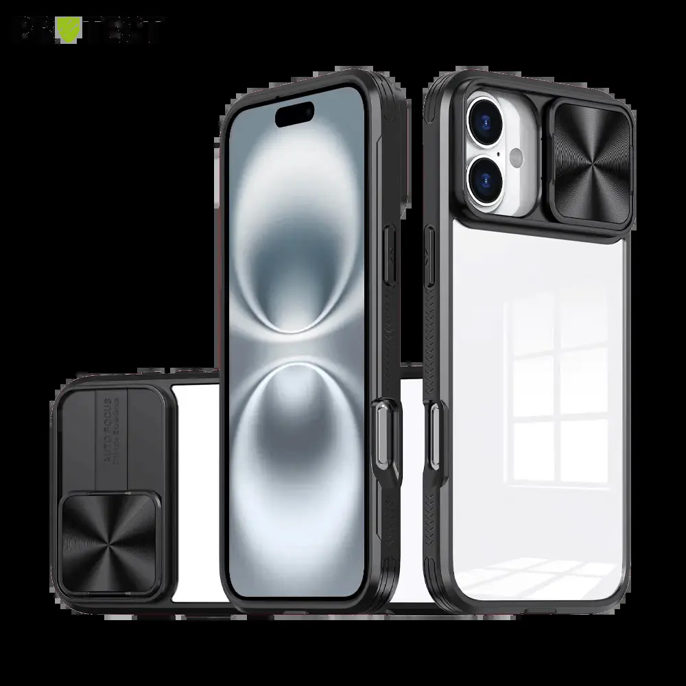 Coque avec cache caméra iPhone 16 – PROTECT IE027 Noir