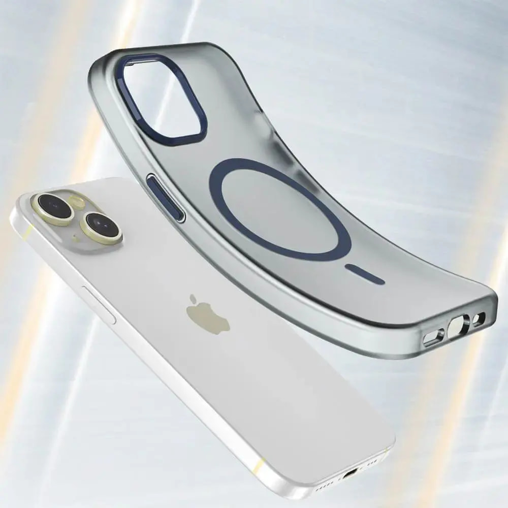 Coque MagSafe bi-matière iPhone 14 - PROTECT MF-006 Bleu Marine - Vue 2