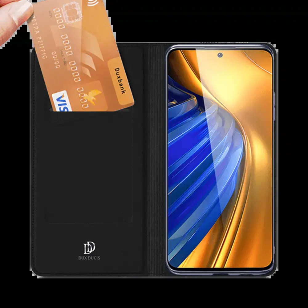 Housse folio Xiaomi Poco F4 5G 2022 porte-carte - Dux Ducis Skin Pro Noir - Vue 2