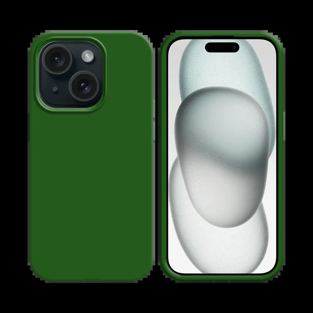 Coque silicone iPhone 15 - Vert Foncé
