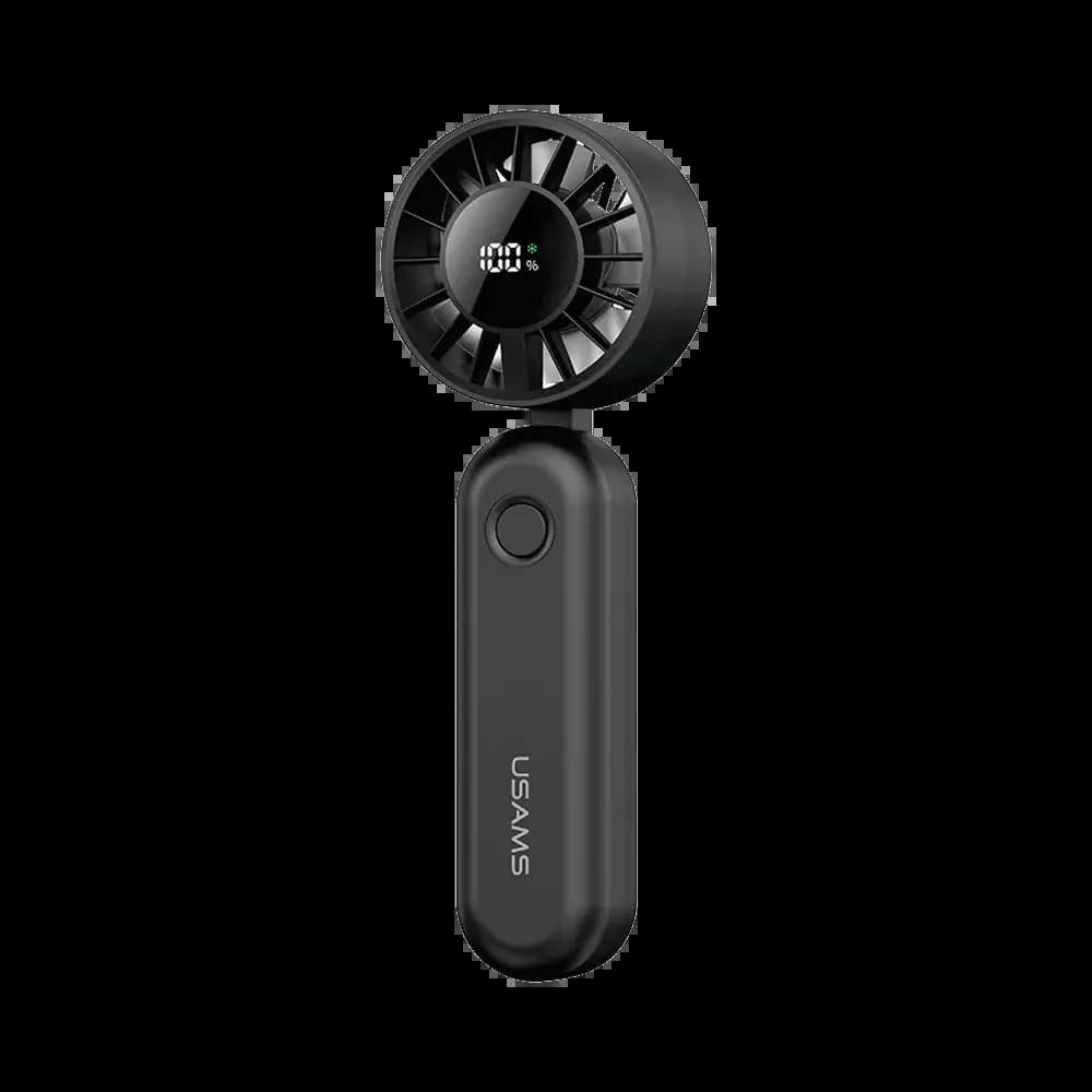 Mini ventilateur portable 1200mAh Usams pliable à affichage numérique - Noir